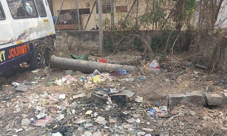 A big cannon lying in the dumps in Aliabad in Hyderabad's Old City.