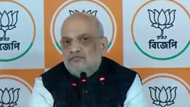 Union Home Minister Amit Shah addresses the media