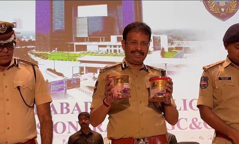 Hyderabad Commissioner of Police VC Sajjanar displays seized Chinese Manjha