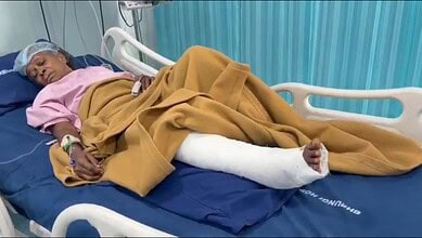 Elderly woman injured due to Chinese Manja being treated at a hospital