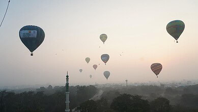 Hot Air Balloons in the sky during the festival in Hyderabad