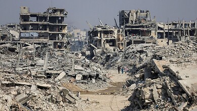 Building destroyed in Gaza due to Israeli strikes