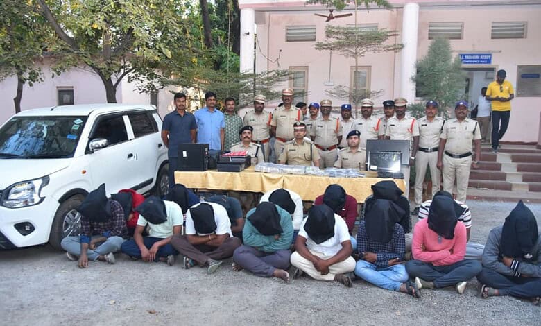 Warangal police presents accused arrested in Bhu Bharathi scam during a press conference