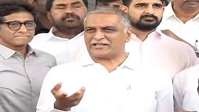 BRS MLA T Harish Rao addresses the media