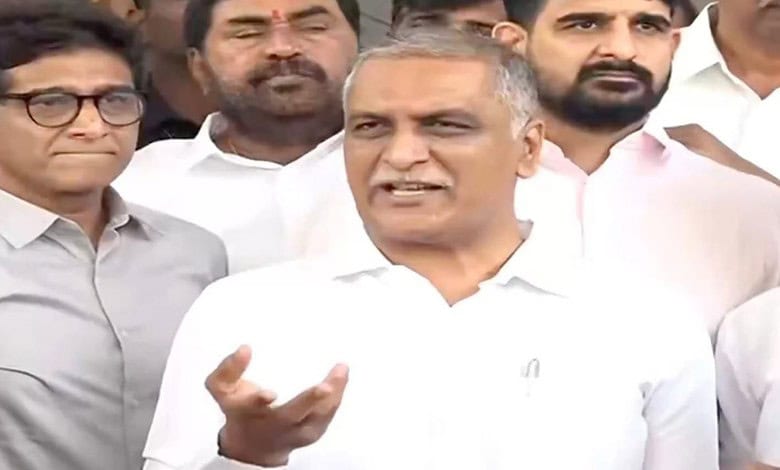 BRS MLA T Harish Rao addresses the media