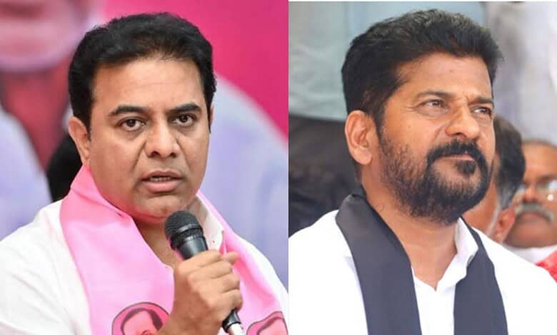 Telangana CM Revanth Reddy (right) and BRS working president KTR (left)