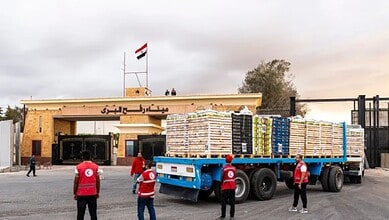 Aid workers at Rafah Crossing