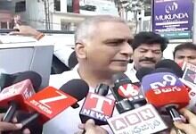 BRS MLA T Harish Rao addresses the media in Hyderabad