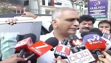BRS MLA T Harish Rao addresses the media in Hyderabad