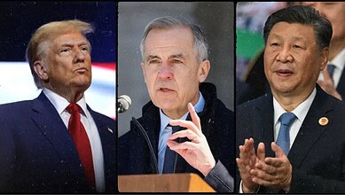 From left to right: US President Donald Trump, Canada Prime Minister Mark Carney and China President Xi Jinping