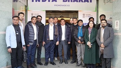 The Karnataka delegation led by Deputy Chief Minister DK Shivakumar (center) in WEF Davos