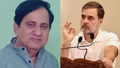 Former Congress leader Shakeel Ahmad (left) and LoP in Lok Sabha Rahul Gandhi