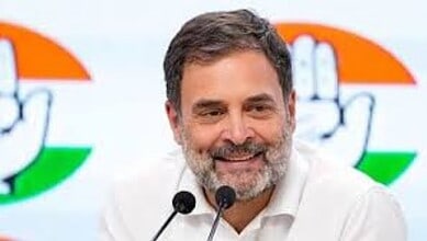 Congress MP Rahul Gandhi addresses the media