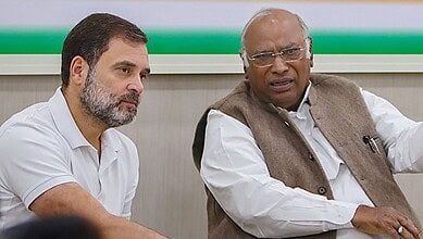 Congress President Mallikarjun Kharge and Leader of Opposition in Lok Sabha Rahul Gandhi