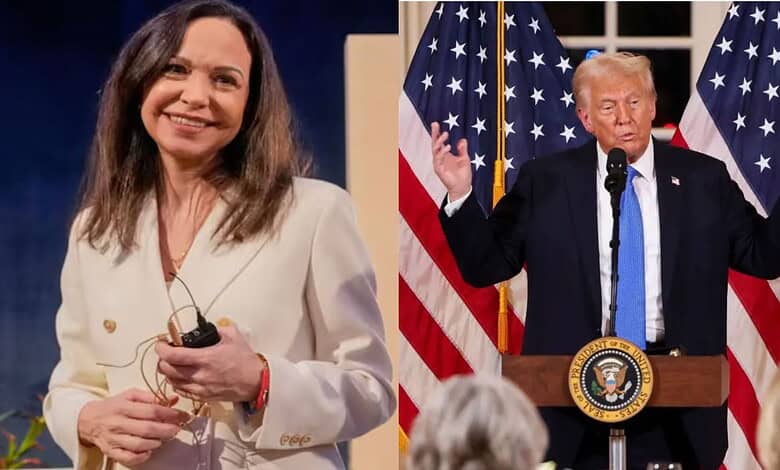 Venezuelan Opposition leader María Corina Machado and US President Donald Trump
