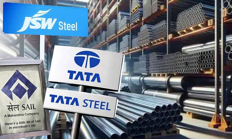 Logo of Tata Steel, JSW Steel, Steel Authority of India Ltd.