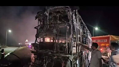 3 dead, 10 injured after Hyderabad bound bus slams into lorry in AP