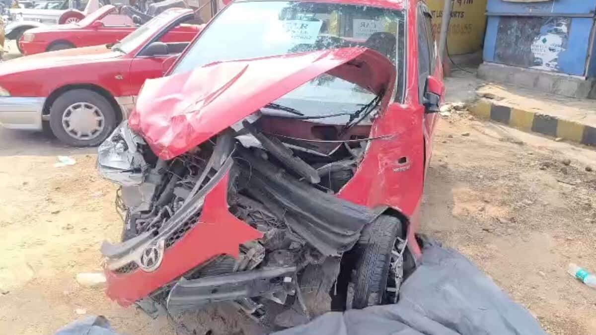 Car rams four parked vehicles in Hyderabad