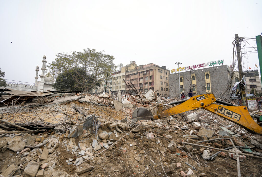 Demolition drive near a mosque in Delhi