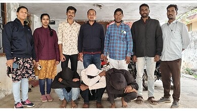 Three people were held for possessing ganja in Hyderabad on Monday