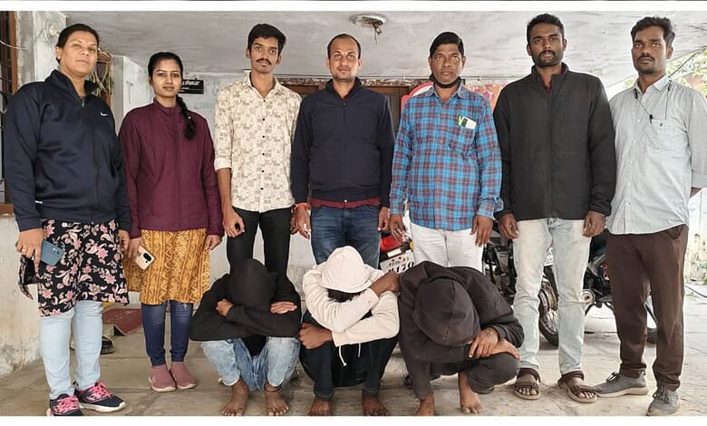 Three people were held for possessing ganja in Hyderabad on Monday