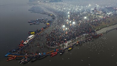 Magh Mela festival, at Sangam, in Prayagraj (PTI)