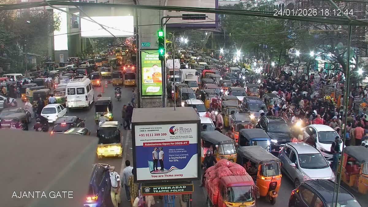 Traffic at Nampally exhibition grounds in Hyderabad