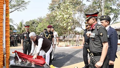 Telangana Governor Jishnu Dev Varma inaugurates 108-feet high National Flag at Mehdipatnam Garrison.