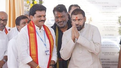 Andhra Pradesh Deputy Chief Minister Pawan Kalyan laid the foundation stone for a choultry and other buildings at the renowned Lord Hanuman temple in Telangana