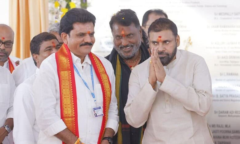 Andhra Pradesh Deputy Chief Minister Pawan Kalyan laid the foundation stone for a choultry and other buildings at the renowned Lord Hanuman temple in Telangana