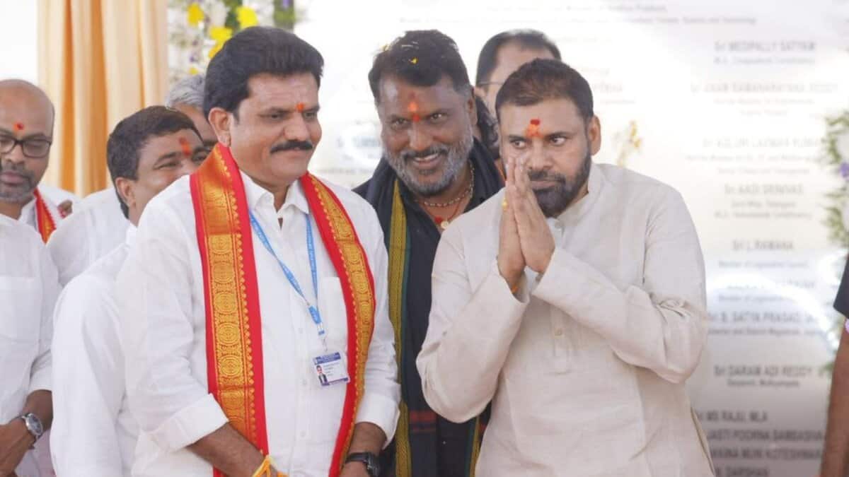Andhra Pradesh Deputy Chief Minister Pawan Kalyan laid the foundation stone for a choultry and other buildings at the renowned Lord Hanuman temple in Telangana