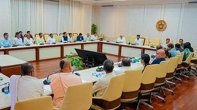 Telangana CM at a meeting with education dept officials.