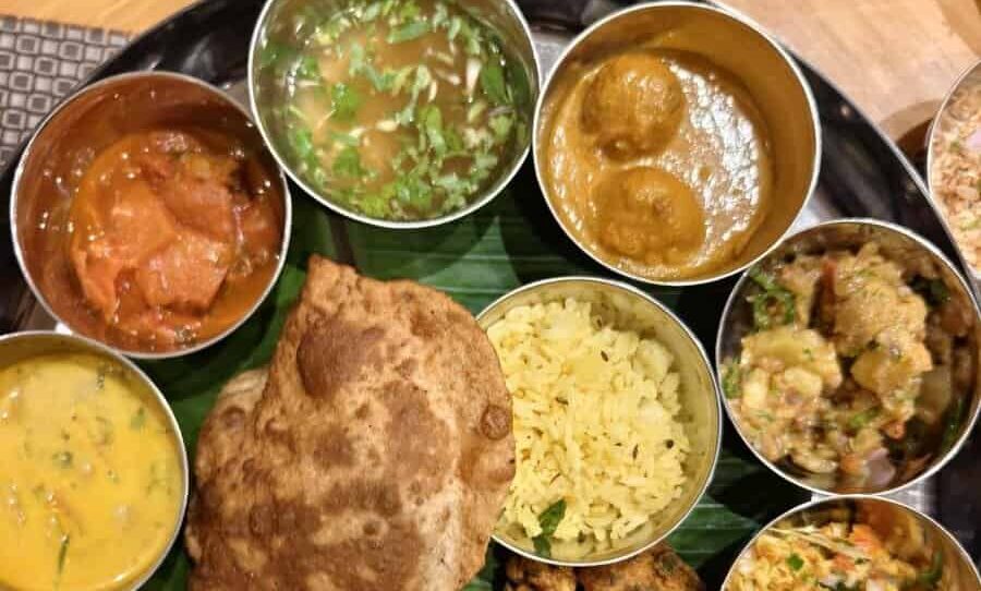 Image of Odisha thali at Marriott Hotel in Hyderabad.