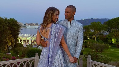 Shikhar Dhawan and Sophie Shine