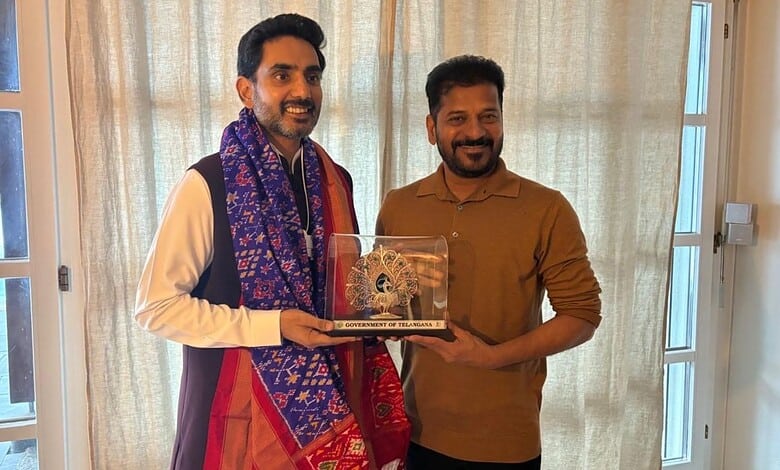 Telangana Chief Minister Revanth Reddy and Andhra Pradesh Minister Nara Lokesh meet at World Economic Forum in Davos