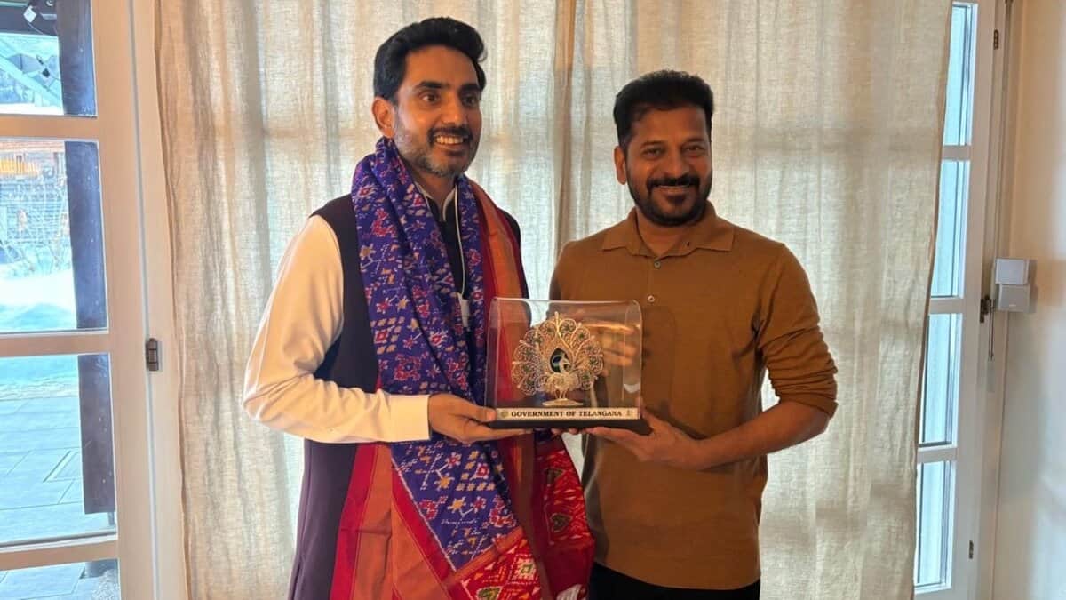 Telangana Chief Minister Revanth Reddy and Andhra Pradesh Minister Nara Lokesh meet at World Economic Forum in Davos