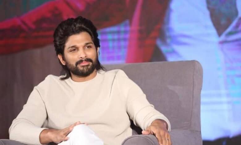 Allu Arjun speaking at a press event about legal action against false allegations.