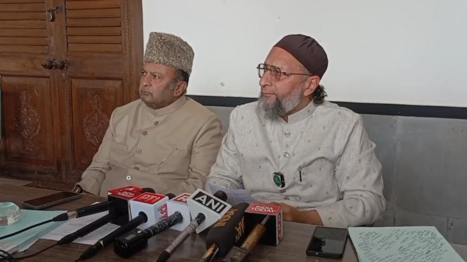 Asaduddin Owaisi speaking to media in Hyderabad on Saturday, February 28