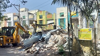 HYDRAA carrying out demolition drive in various parts of Hyderabad on Tuesday, February 10.