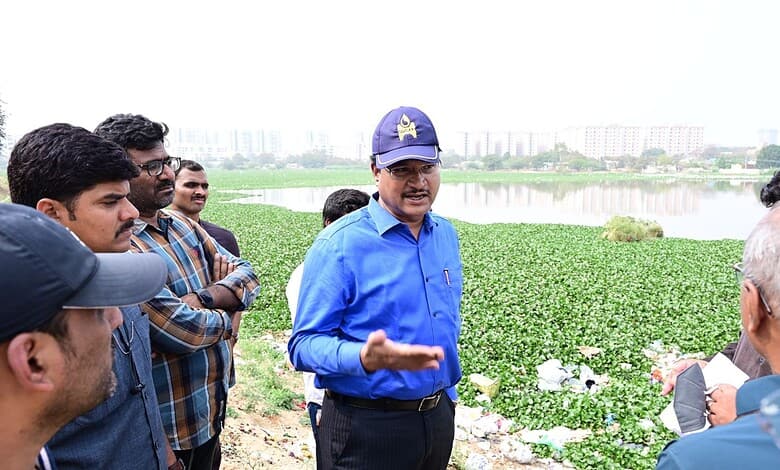 HYDRAA Commissioner AV Ranganath inspects several lakes after complaints from locals
