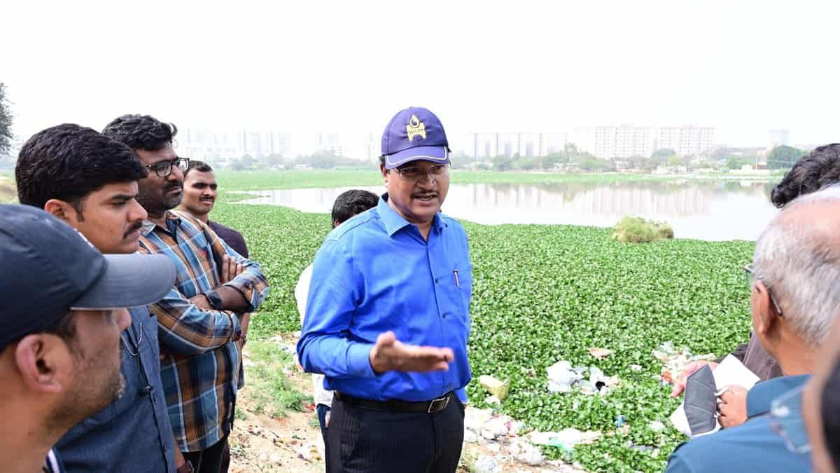 HYDRAA Commissioner AV Ranganath inspects several lakes after complaints from locals