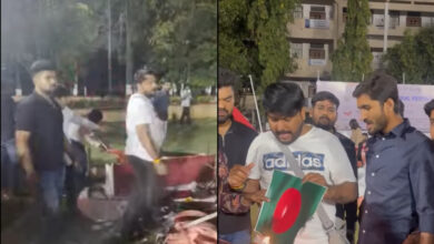 Hindutva youth wing cvandalise college, set fire to stall