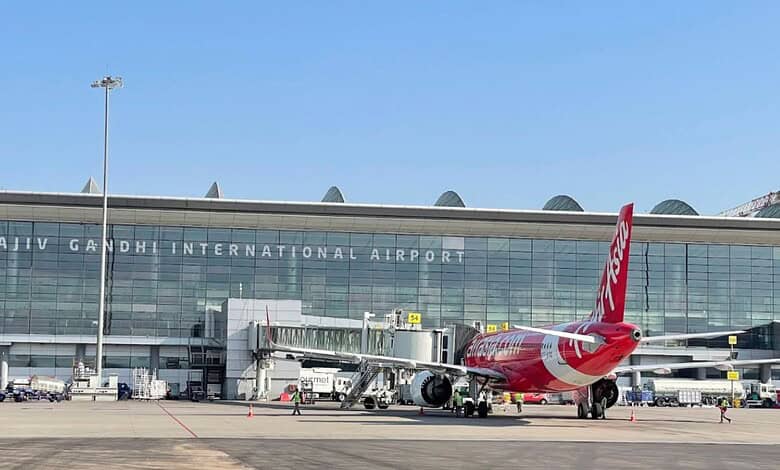 Image shows the Rajiv Gandhi International Airport