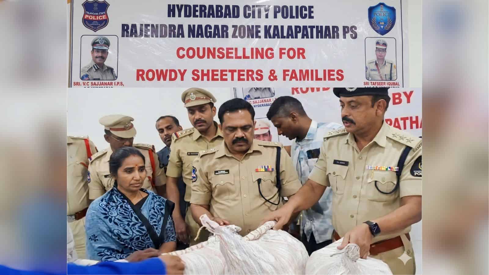 Hyderabad City Police team providing counselling to rowdy sheeters and families at Rajendra Nagar zone.