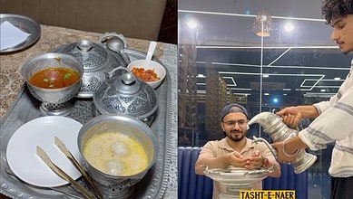 Traditional Kashmiri Wazwan served in Hyderabad restaurant.