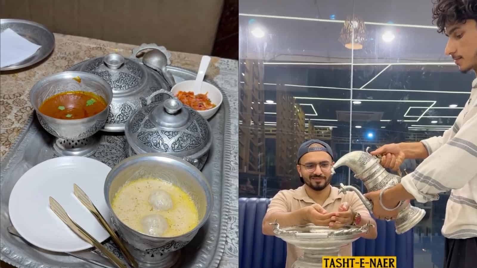 Traditional Kashmiri Wazwan served in Hyderabad restaurant.