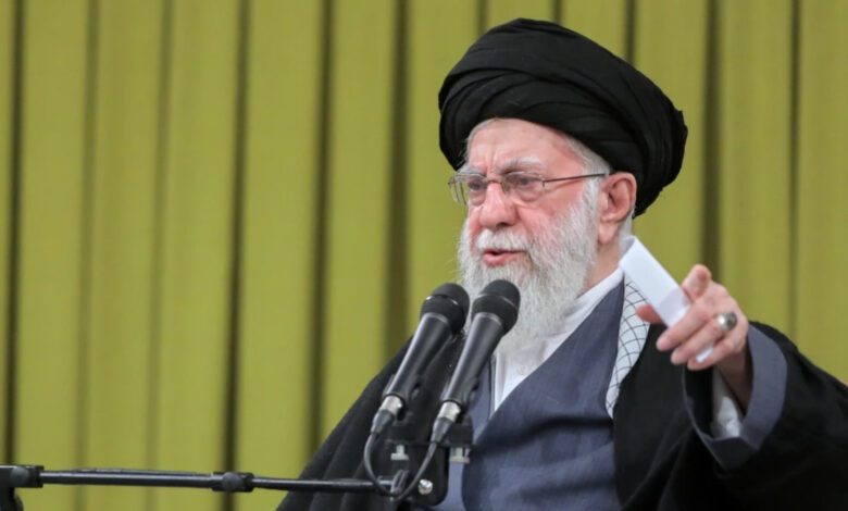Iranian Supreme Leader Ayatollal Ali Khammenei speaks in a meeting in Tehran, Iran