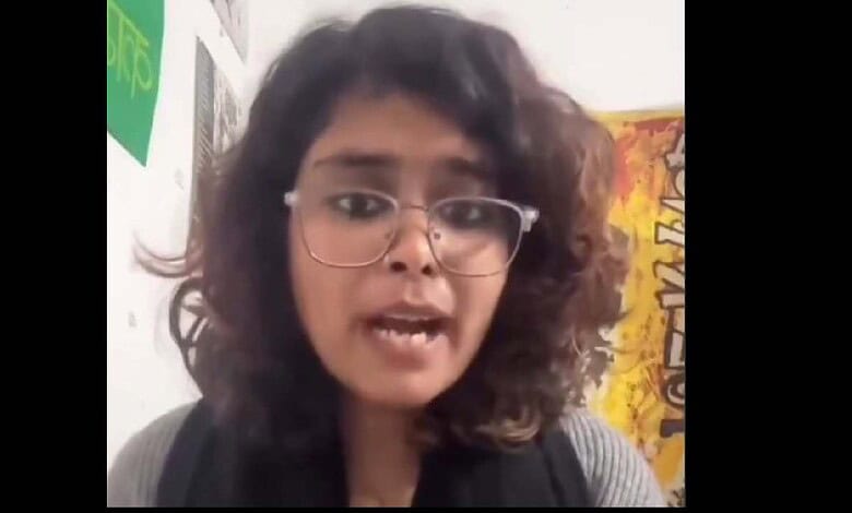 Delhi University student Anjali delivers a video message