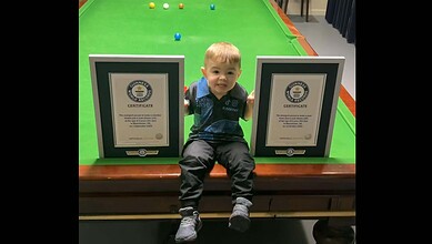 Jude Owens with his two Guinness world records