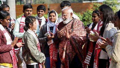 Prime Minister Narendra Modi interacts with students
